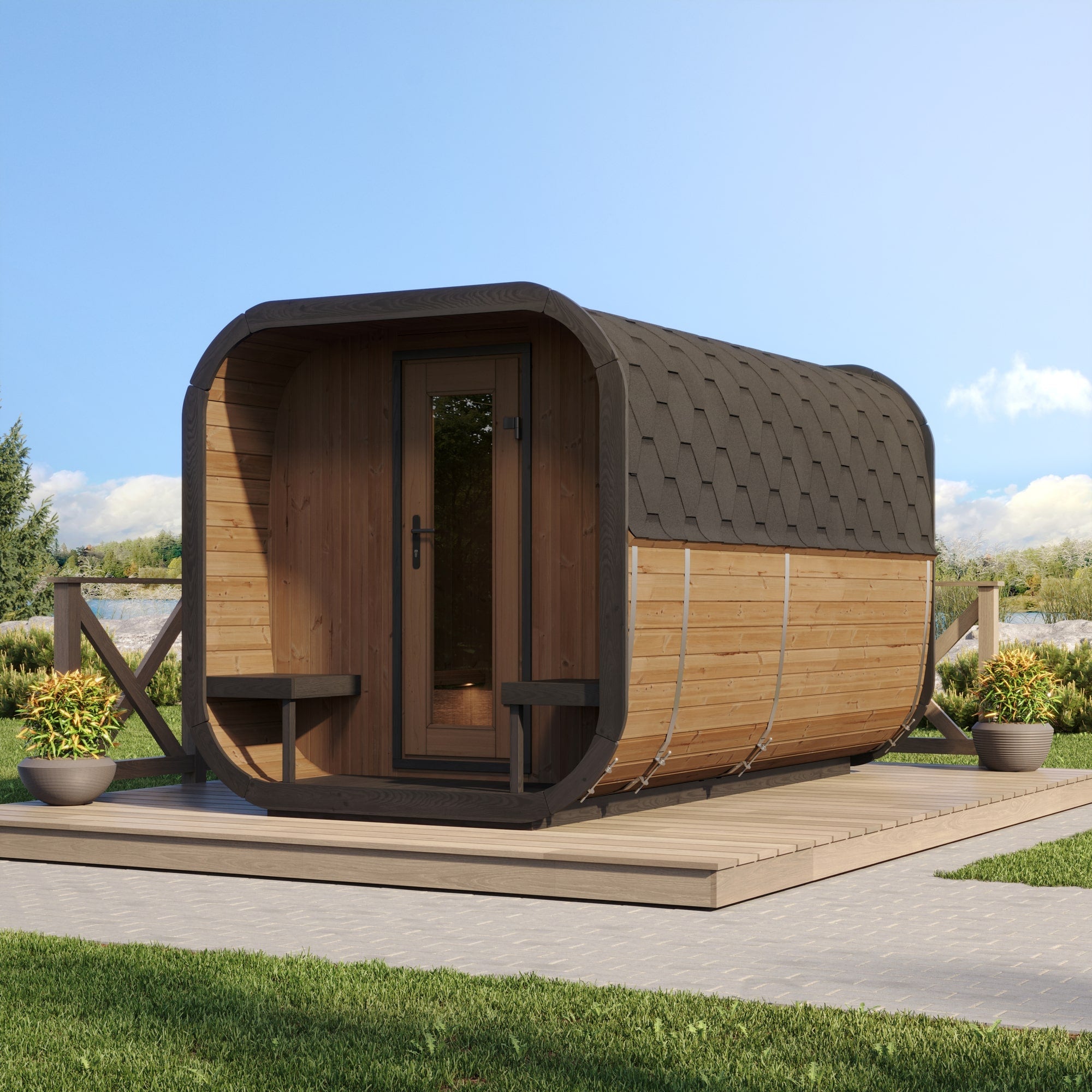 SaunaLife Model CL12GCP 8 Person Cube Series Luxury Outdoor Sauna Kit with Changeroom, view 10, RecovAthlete