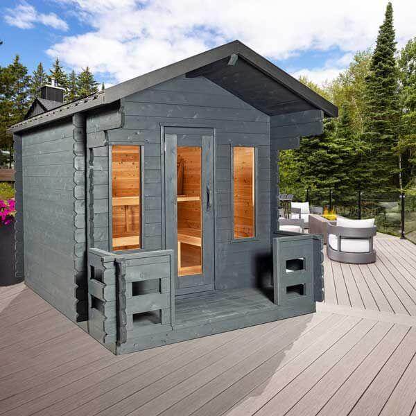 Leisurecraft CT Georgian Cabin Sauna with Porch CTC88PW | 2-6 Person Sauna, view 3, RecovAthlete