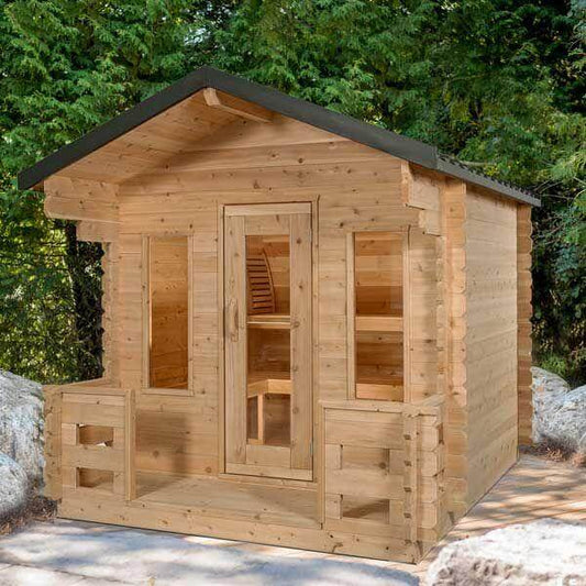 Leisurecraft CT Georgian Cabin Sauna with Porch CTC88PW | 2-6 Person Sauna, RecovAthlete