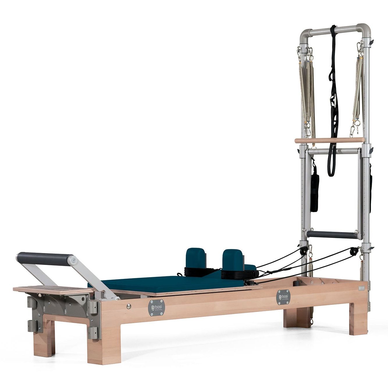 BASI Systems Compact Pilates Reformer Machine with Tower color petrol green#color_petrol-green