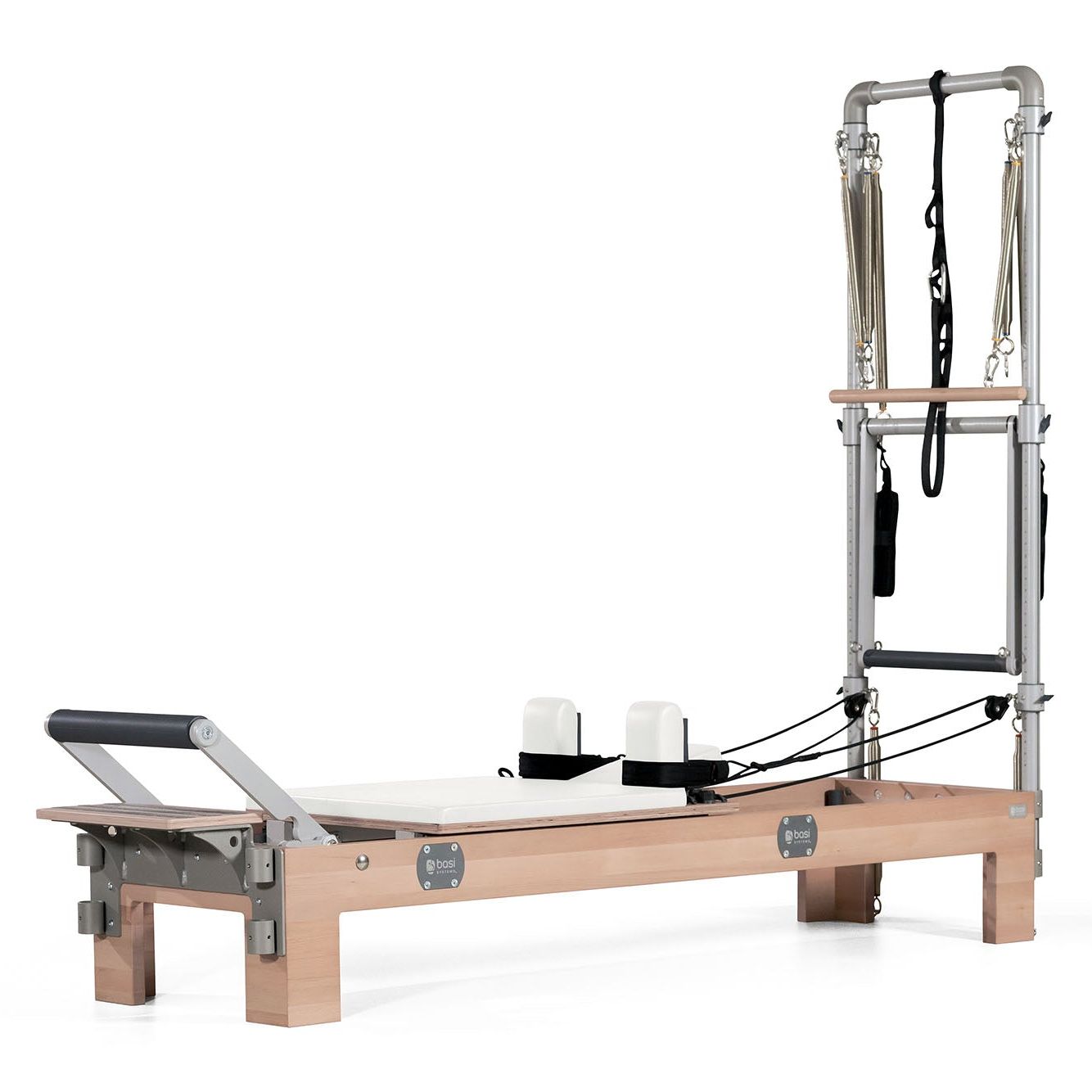 BASI Systems Compact Pilates Reformer Machine with Tower color white#color_pristine-white
