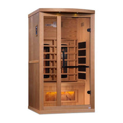 Golden Designs 1-2-Person Full Spectrum PureTech™ Near Zero EMF FAR Infrared Sauna with Himalayan Salt Bar (Canadian Hemlock)