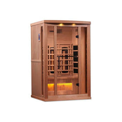 Golden Designs 2-Person Full Spectrum PureTech™ Near Zero EMF FAR Infrared Sauna with Himalayan Salt Bar (Canadian Hemlock)