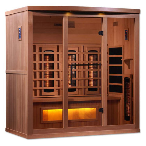 Golden Designs 4-Person Full Spectrum PureTech™ Near Zero EMF FAR Infrared Sauna with Himalayan Salt Bar (Canadian Hemlock)