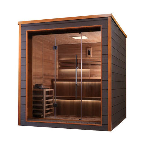 Golden Designs Bergen 6 Person Outdoor-Indoor Traditional Sauna - Canadian Red Cedar Interior