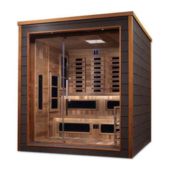 Golden Designs Karlstad 6 Person Outdoor-Indoor PureTech™ Hybrid Full Spectrum Sauna - Canadian Red Cedar Interior