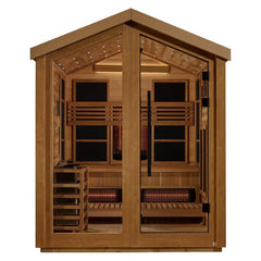 Golden Designs Loviisa 3-Person Hybrid Full Spectrum Infrared & Harvia Traditional Electric Heater Sauna Kit | GDI-8523-01