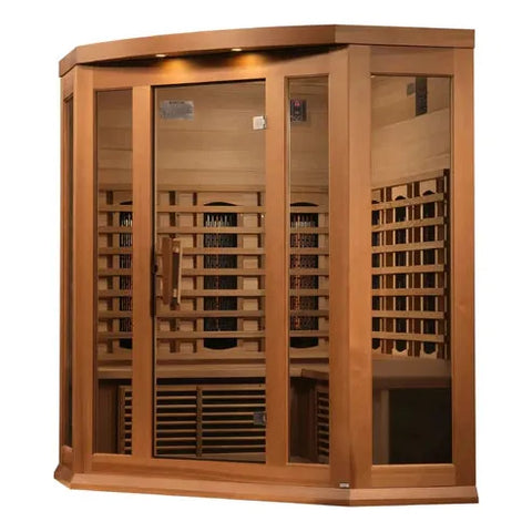 Maxxus 3-Person Corner Full Spectrum Near Zero EMF (Under 2MG) FAR Infrared Sauna (Canadian Red Cedar)