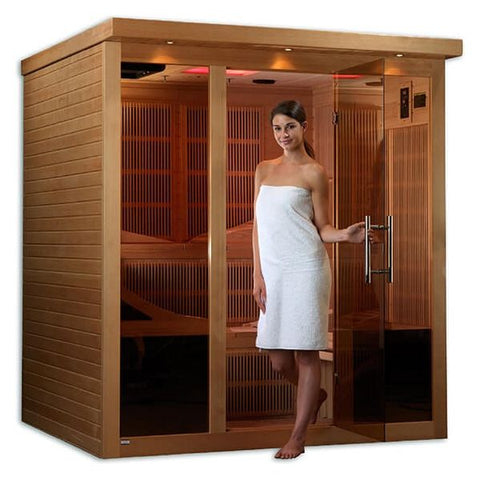 Golden Designs Monaco 6-person PureTech™ Near Zero EMF FAR Infrared Sauna (Canadian Hemlock)