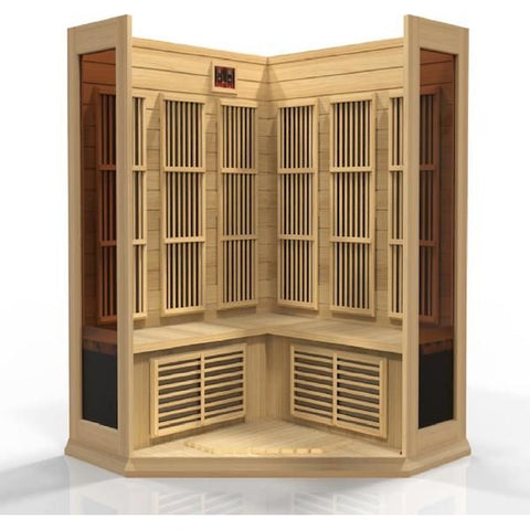 Maxxus 3-Person Corner Low EMF FAR Infrared Sauna (Canadian Hemlock)