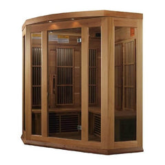 Maxxus 3-Person Corner Low EMF FAR Infrared Sauna (Canadian Red Cedar)