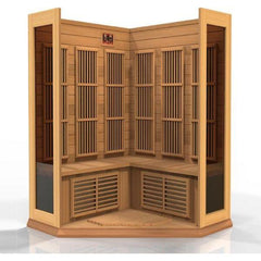 Maxxus 3-Person Corner Low EMF FAR Infrared Sauna (Canadian Red Cedar)