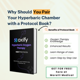 Oxify Hyperbaric Oxygen Therapy protocol book promoting enhanced recovery benefits for hyperbaric chamber users.