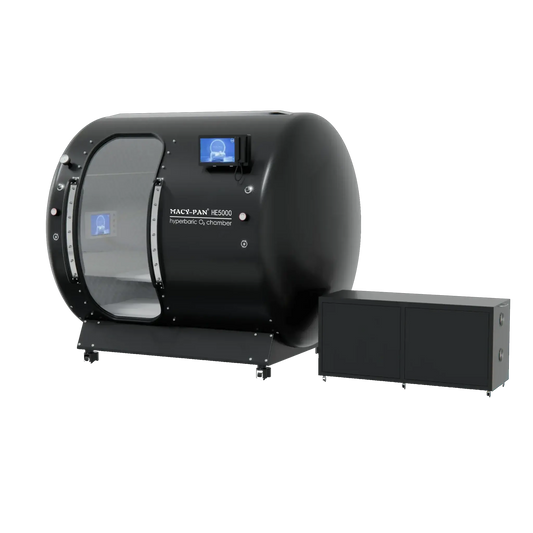 Macy-Pan HE5000 Hyperbaric Oxygen Therapy Chamber for 5 people with sliding door and control unit.