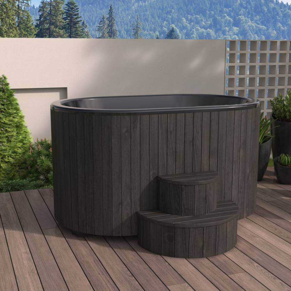 SaunaLife 2-Person Black Thermo-Pine Cold/Hot Plunge Tub | Model S2B, view 2, RecovAthlete