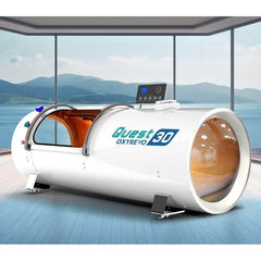 OxyRevo Quest 30 1.5 ATA Hyperbaric Chamber White version in an indoor setting.