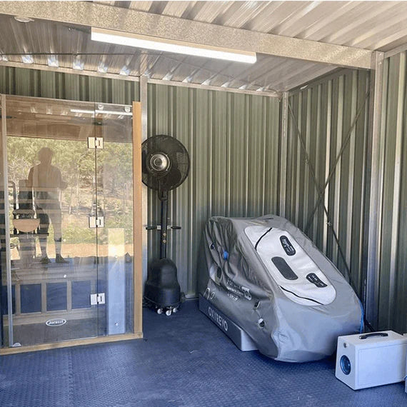 OxyRevo Forward 90 Portable Sitting Hyperbaric Chamber Lifestyle Image – RecovAthlete