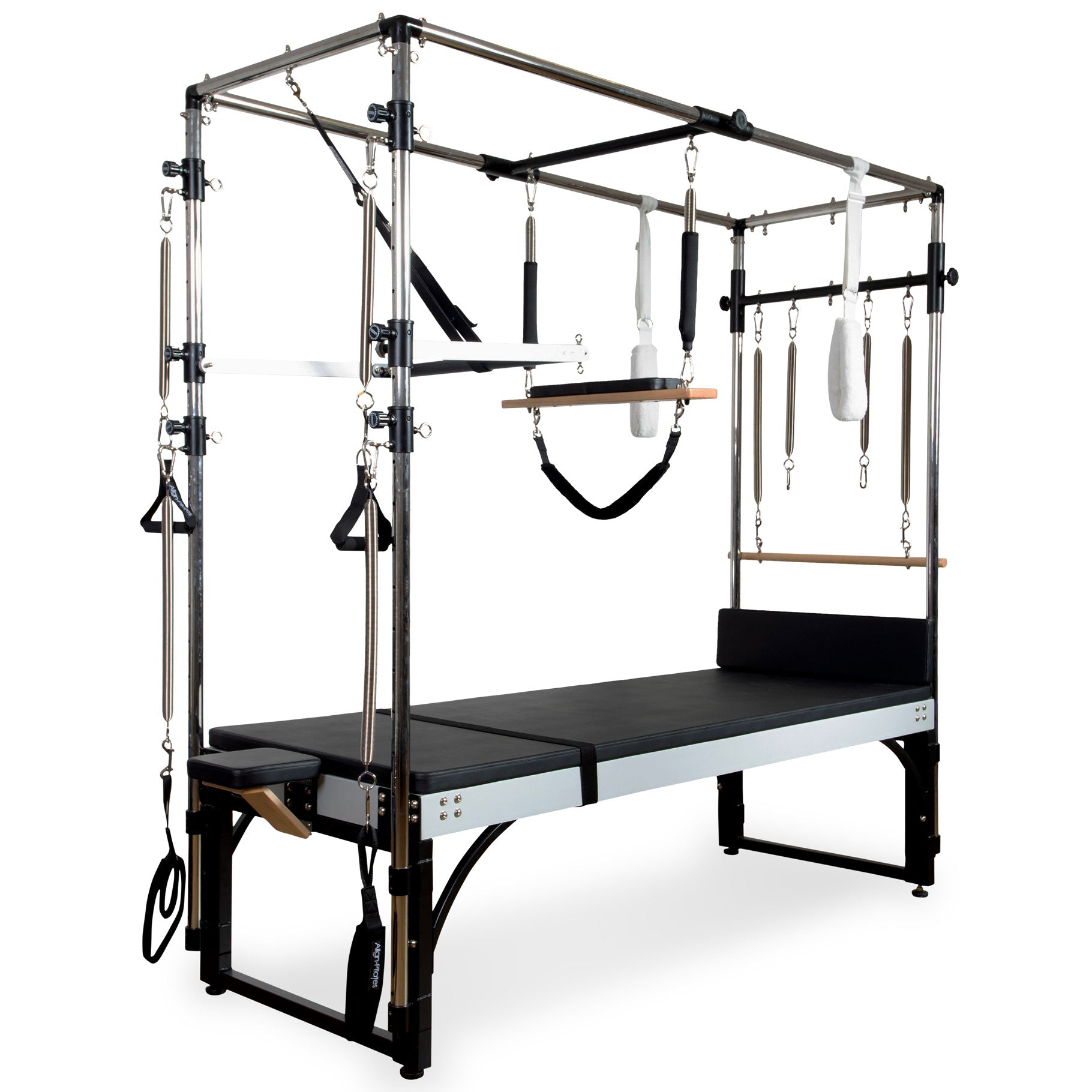 Align Pilates A2 Full Cadillac trapeze table, freestanding on its base frame