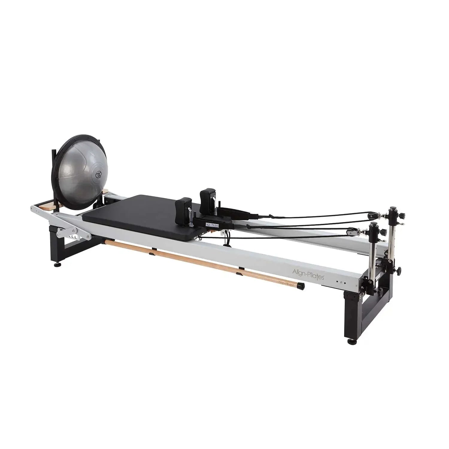Image of Align Pilates A8 Pro Reformer, a professional-grade Pilates machine with sleek design with bosu ball