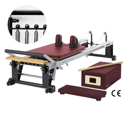 Merrithew V2 Max Reformer Bundle with High Precision Gearbar in red truffle color