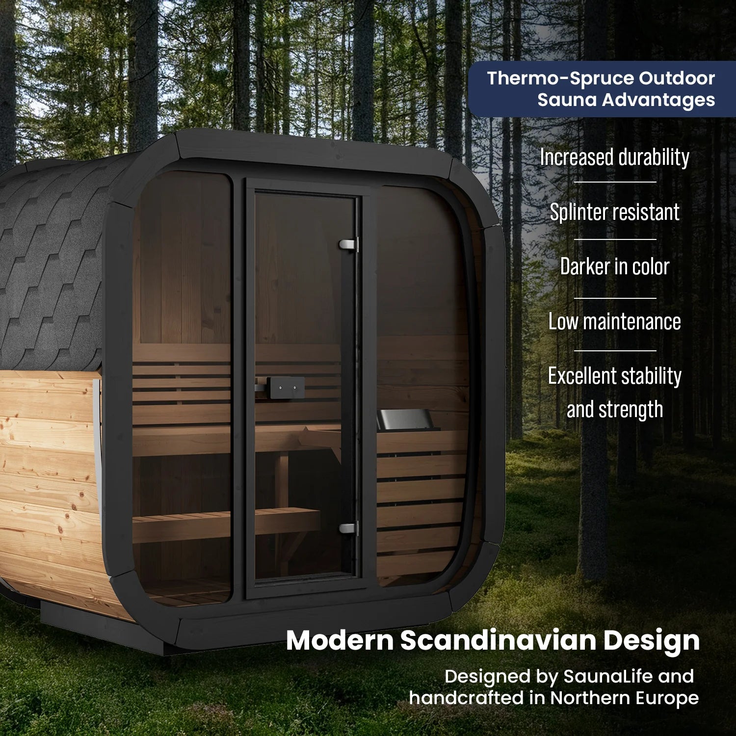 SaunaLife CL4G Sauna – 3-Person Cube-Series Outdoor Home Sauna Kit, view 2, RecovAthlete