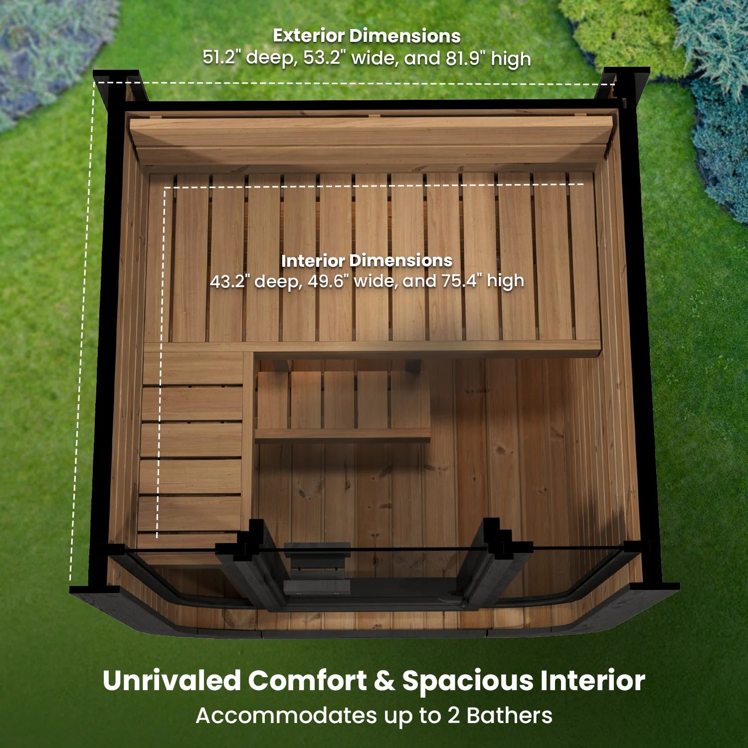 SaunaLife CL3G Cube Sauna – 2-Person Cube-Series Outdoor Home Sauna Kit, view 9, RecovAthlete