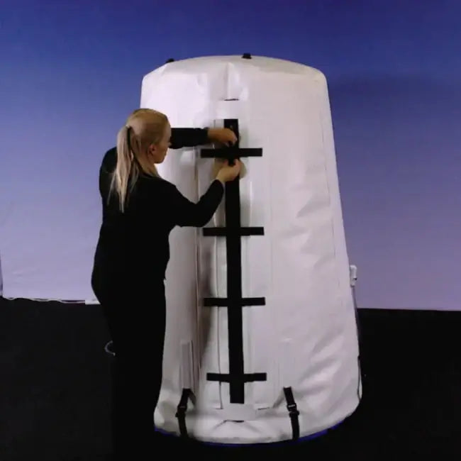 Size comparison of the Summit to Sea Grand Vertical Dive Hyperbaric Chamber, illustrating its dimensions.