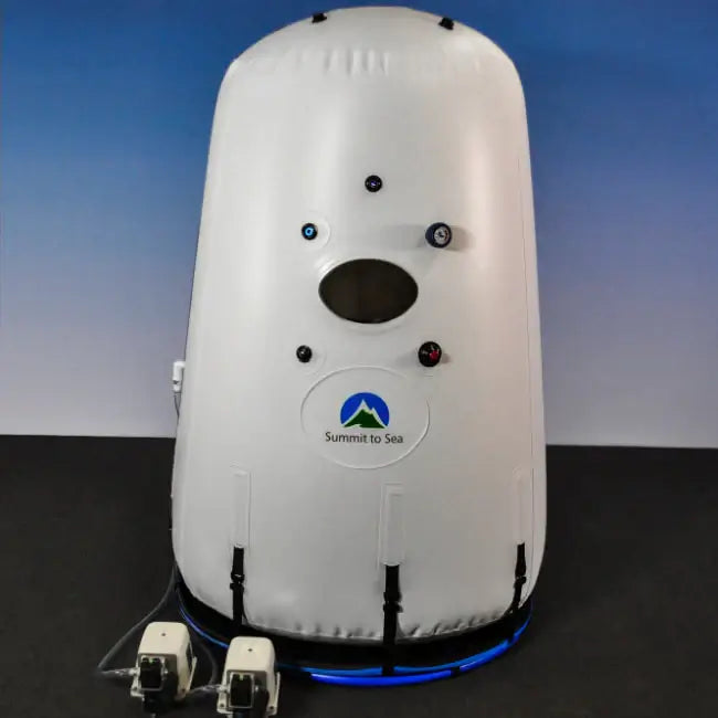 Summit to Sea Grand Dive Hyperbaric Chamber with compressors, showcasing the complete system design-Recovathlete
