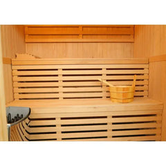 SunRay Tiburon 4-Person Traditional Indoor Sauna with Two-Tier Benches and Premium Harvia Heater - 7 Year Warranty
