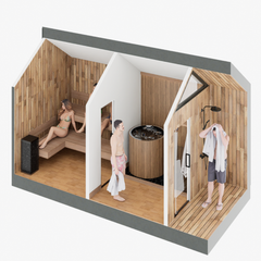 Sweaty Yeti Sauna Plus Barrel Plunge 6-8 Person Outdoor Sauna & Barrel Cold Plunge Cabin