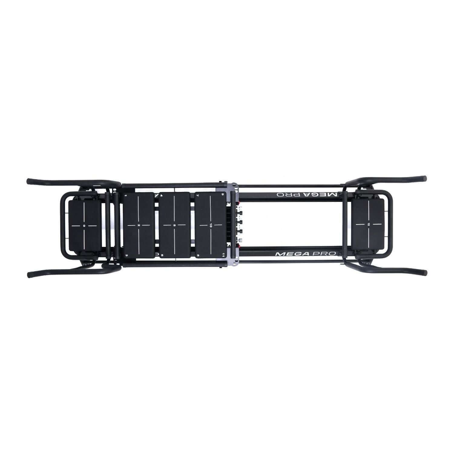 Top-down angled shot oflagree megapro – visible carriage, springs, and handlebar – RecovAthlete