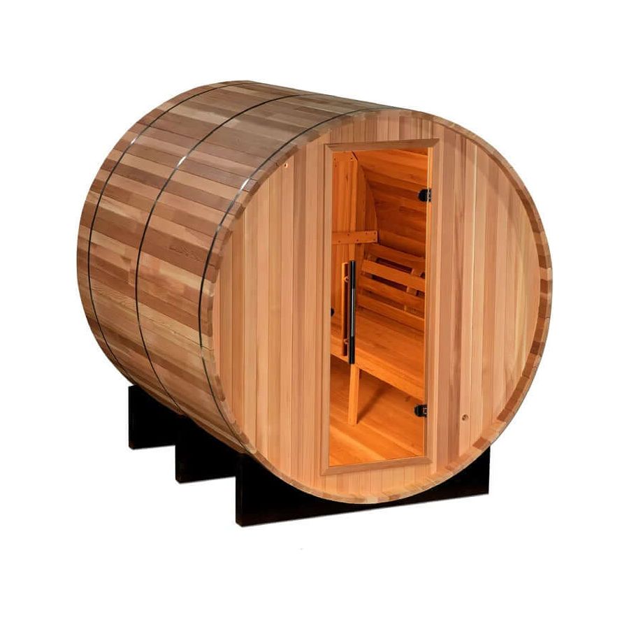 Golden Designs Uppsala Edition 4 Person Traditional Barrel Steam Sauna - Canadian Red Cedar