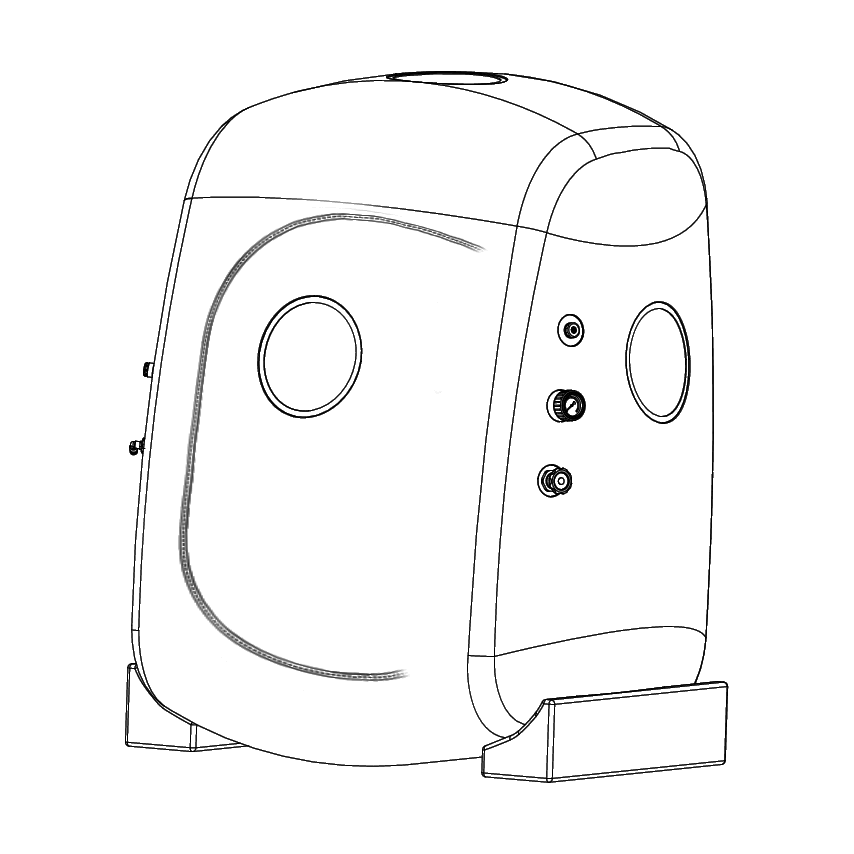 OXYREVO Heal40 1.4 ATA Wheelchair Hyperbaric Chamber vecot diagram