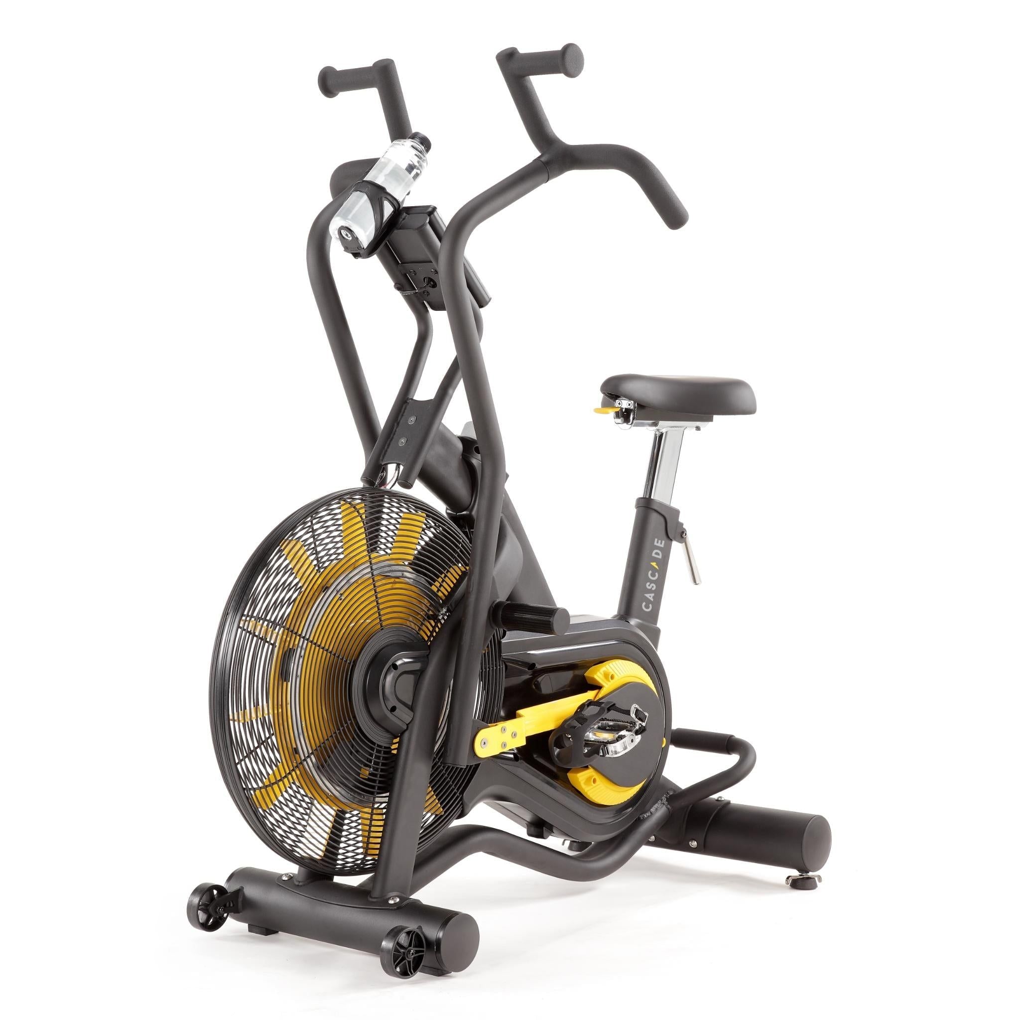 Durable air bike with infinite resistance side profile-left