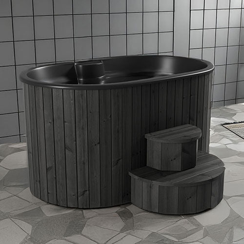SaunaLife 2-Person Black Thermo-Pine Cold/Hot Plunge Tub | Model S2B, view 4, RecovAthlete