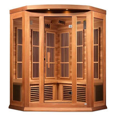 Maxxus 3-Person Corner Near Zero EMF FAR Infrared Sauna (Canadian Red Cedar)