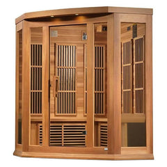 Maxxus 3-Person Corner Near Zero EMF FAR Infrared Sauna (Canadian Red Cedar)