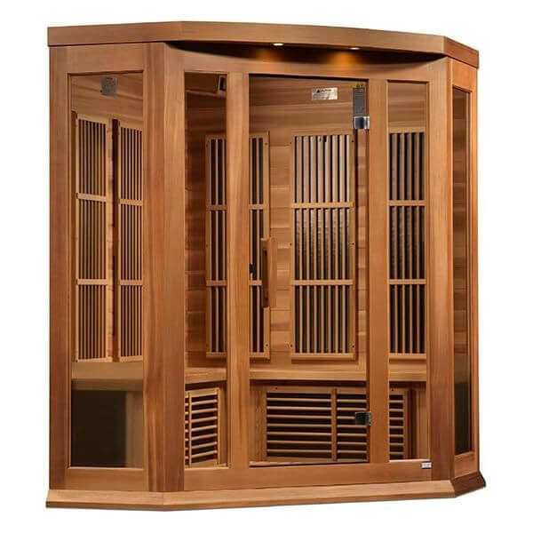 Maxxus 3-Person Corner Near Zero EMF FAR Infrared Sauna (Canadian Red Cedar)