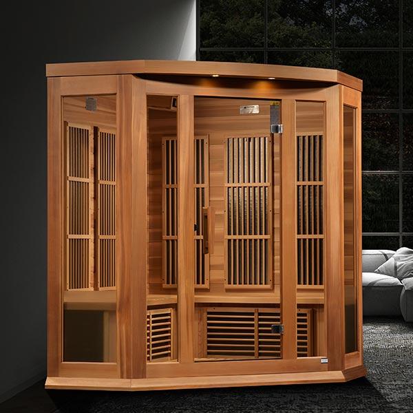 Golden Designs Maxxus "Chaumont Edition" 3 Person Corner Near Zero EMF FAR Infrared Sauna