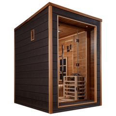 Golden Designs Nora 2 Person Hybrid (PureTech™ Full Spectrum IR or Traditional Stove) Outdoor Sauna (GDI-8222-01) - Canadian Red Cedar Interior - GDI-8222-01Golden Designs Inc.SaunasRecovAthlete