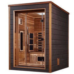 Golden Designs Nora 2 Person Hybrid (PureTech™ Full Spectrum IR or Traditional Stove) Outdoor Sauna (GDI-8222-01) - Canadian Red Cedar Interior - GDI-8222-01Golden Designs Inc.SaunasRecovAthlete