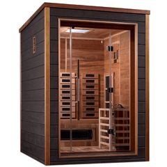 Golden Designs Nora 2 Person Hybrid (PureTech™ Full Spectrum IR or Traditional Stove) Outdoor Sauna (GDI-8222-01) - Canadian Red Cedar Interior - GDI-8222-01Golden Designs Inc.SaunasRecovAthlete