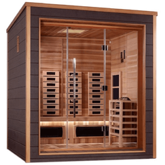 Golden Designs Visby 3 Person Hybrid (PureTech™ Full Spectrum IR or Traditional Stove) Outdoor Sauna (GDI-8223-01) - Canadian Red Cedar Interior - GDI-8223-01Golden Designs Inc.SaunasRecovAthlete