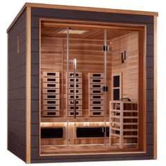 Golden Designs Visby 3 Person Hybrid (PureTech™ Full Spectrum IR or Traditional Stove) Outdoor Sauna (GDI-8223-01) - Canadian Red Cedar Interior - GDI-8223-01Golden Designs Inc.SaunasRecovAthlete