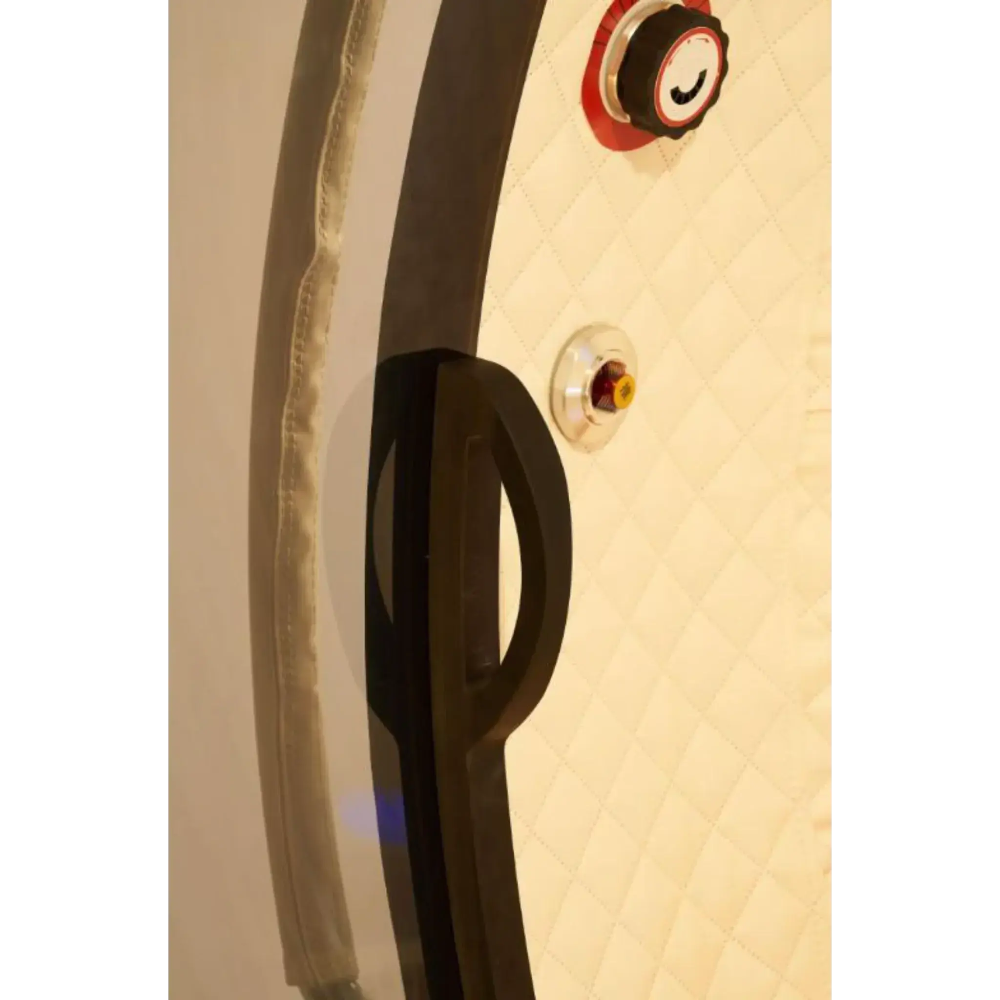 Detail of the door handle and controls on the Macy-Pan Hyperbaric Oxygen Therapy Chamber HE5000.