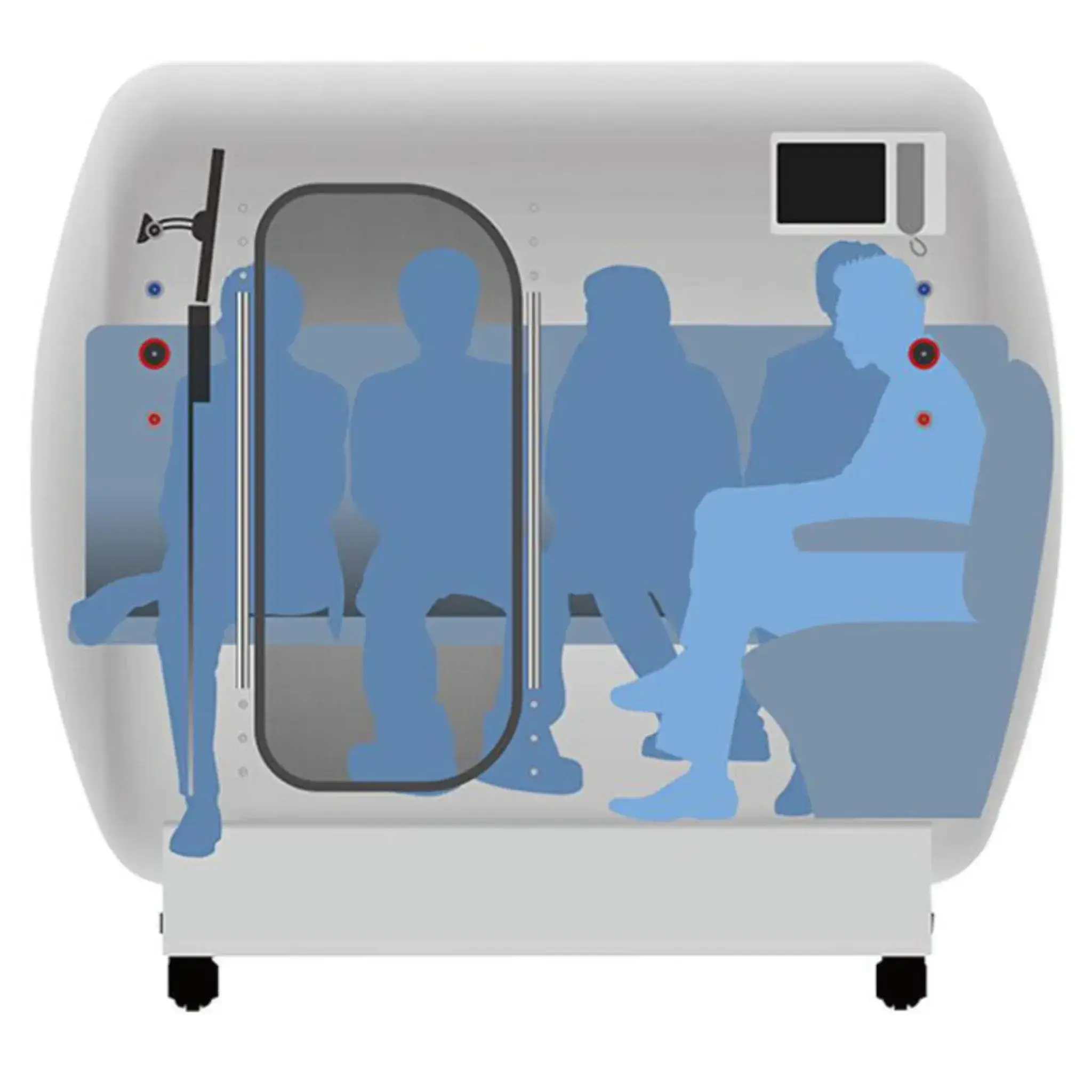 Interior view of Macy-Pan HE5000 Hyperbaric Oxygen Therapy Chamber for five people.