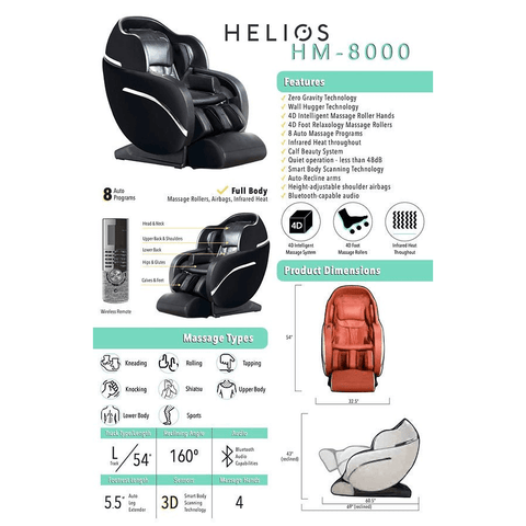 Helios Massage Chair 8000 - HM8000-BLKBlackHeliosMassage ChairRecovAthlete