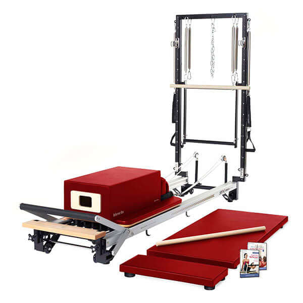 Merrithew SPX Max Plus Reformer Bundle in red truffle color