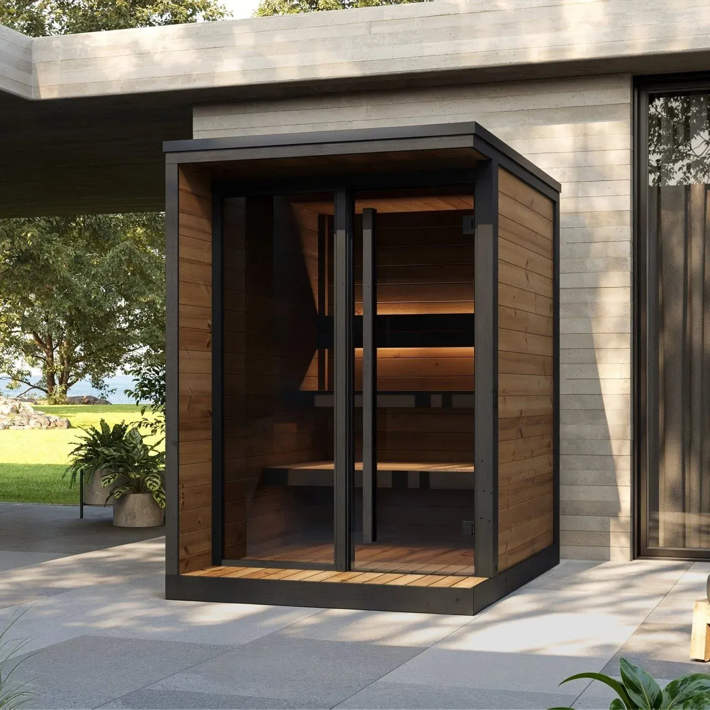 SaunaLife Model GL4 4 Person Garden Luxury Series Outdoor Sauna Kit, view 11, RecovAthlete