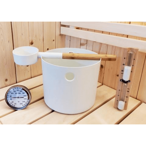 SaunaLife Bucket, Ladle, Timer and Thermometer | Sauna Accessory Package - Spa Set 2WWhiteRecovAthleteSauna AccessoriesRecovAthlete